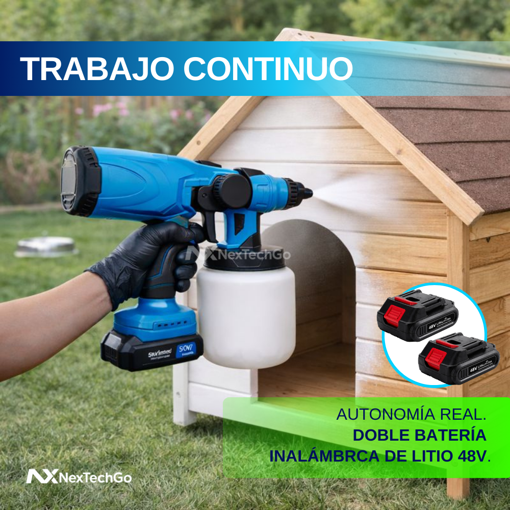 PintaProGo - Pistola de Pintura Inalámbrica Profesional Doble Batería