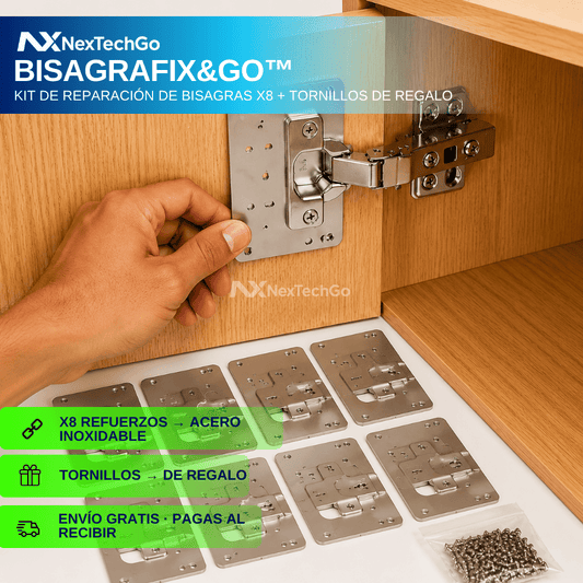 BisagraFix&Go™ - Kit de Reparación de Bisagras x8 + Tornillos de Regalo