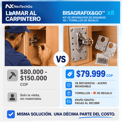 BisagraFix&Go™ - Kit de Reparación de Bisagras x8 + Tornillos de Regalo