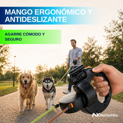 DúoCan&Go™ - Correa Retráctil Para Perros Dual