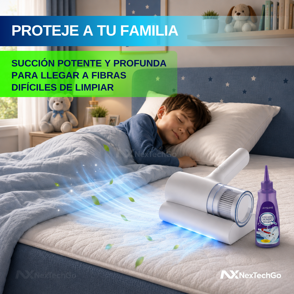 ÁcaroClean&Go™ - Apiradora Antiácaros con Luz UV para Colchones y Cobijas