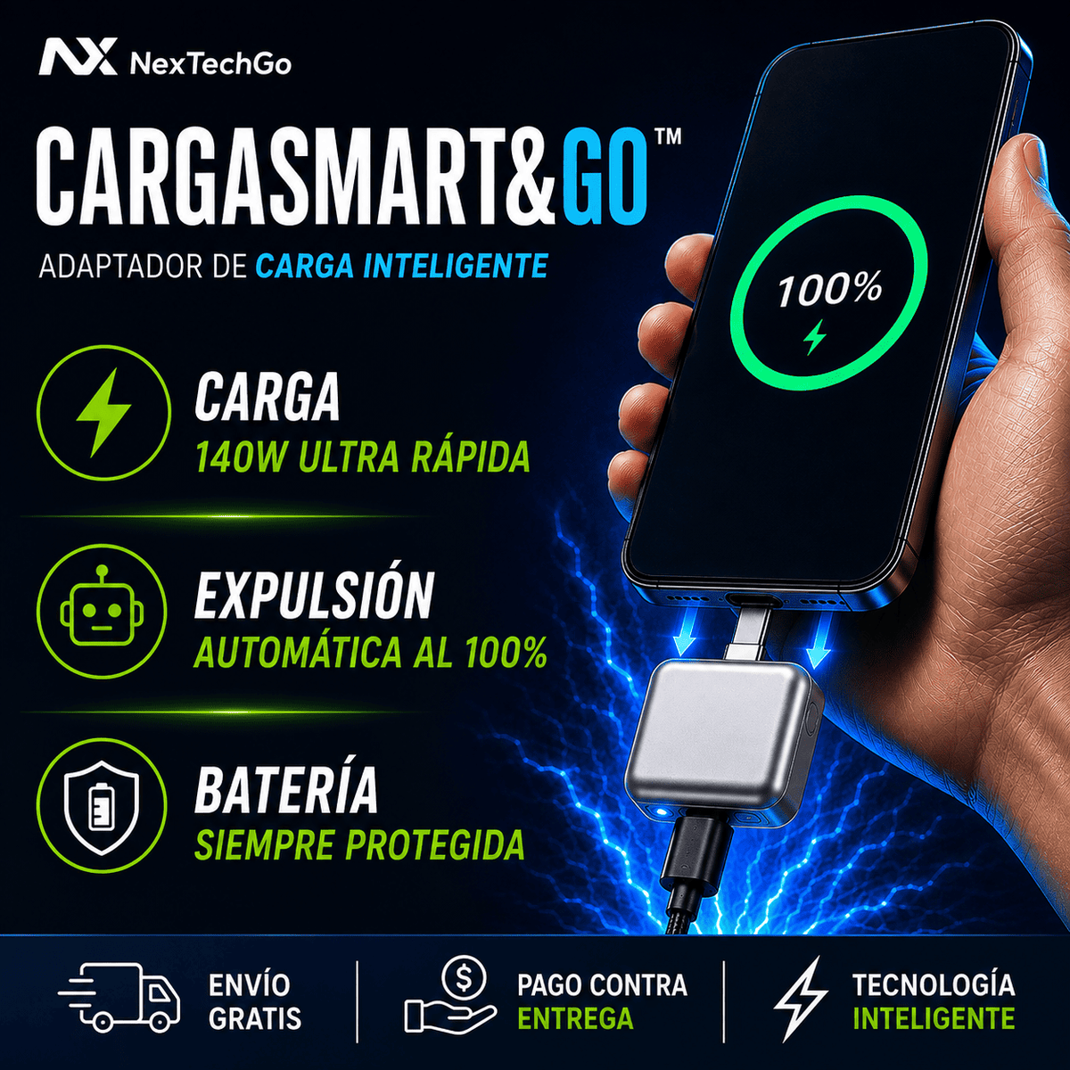 CargaSmart&Go™ - Adaptador de Carga Inteligente con Expulsión Automática