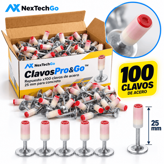 ClavosPro&Go™ - Repuesto x100 Clavos de Acero 25 mm para Concreto