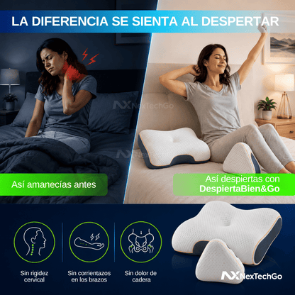 DespiertaBien&Go™ - Combo de almohadas ortopédicas de alineación postural