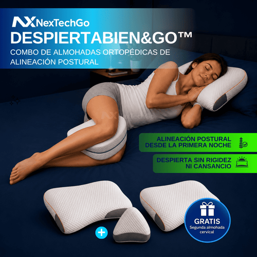 DespiertaBien&Go™ - Combo de almohadas ortopédicas de alineación postural