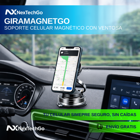 GiraMagnetGo - Soporte Celular Magnético Con Ventosa